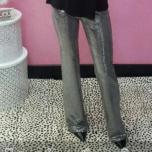 Blue Blush Silver Sequin Shimmery Bell Pant